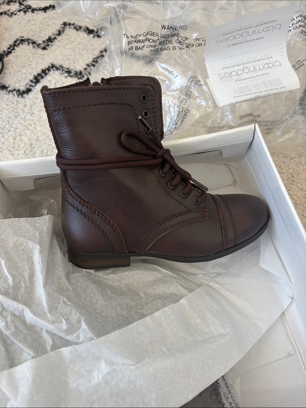 ⭐️ Steve Madden Kids Brown Lace-Up Combat Boot ⭐️
